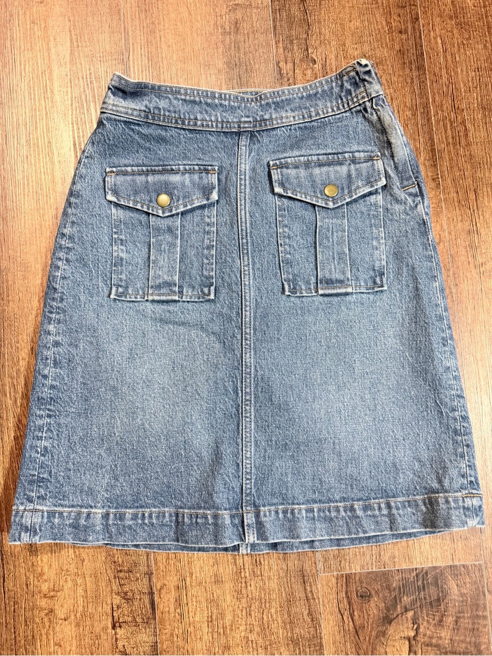 J. Crew Light Blue Denim A-Line Skirt with Flap Pockets 24